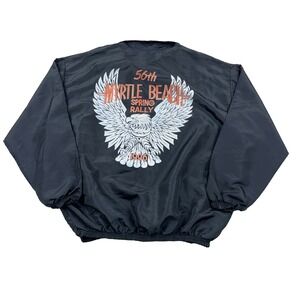 Vintage Bike Week Windbreaker Jacket One Size Adult Black Myrtle Beach Rally 90s